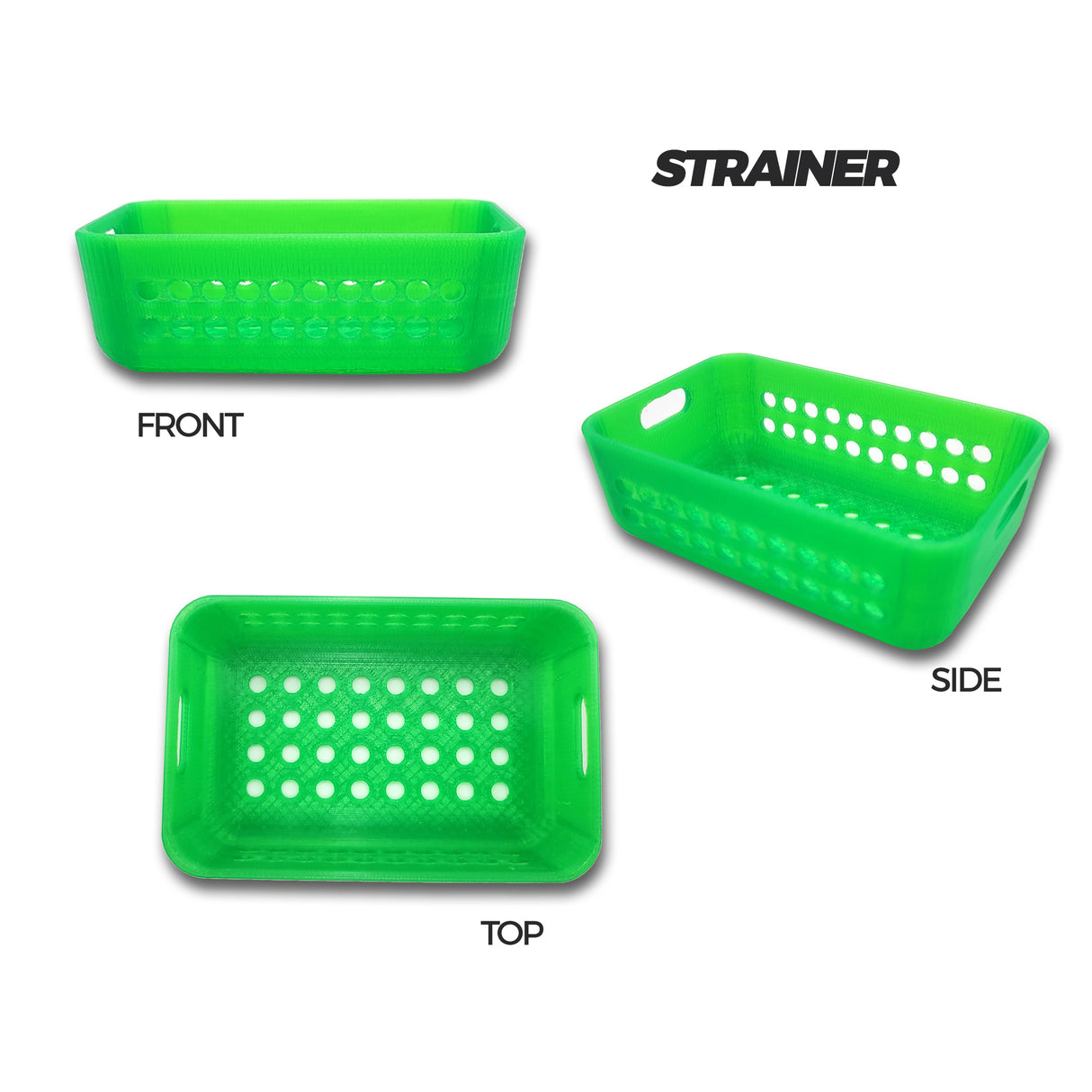 STRAINER RECTANGLE | Small Item Insert + Glass Container 12 oz. (3D PRINTED)