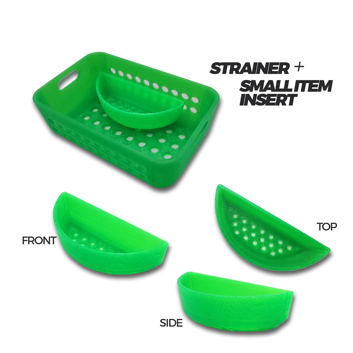 STRAINER RECTANGLE | Small Item Insert + Glass Container 12 oz. (3D PRINTED)