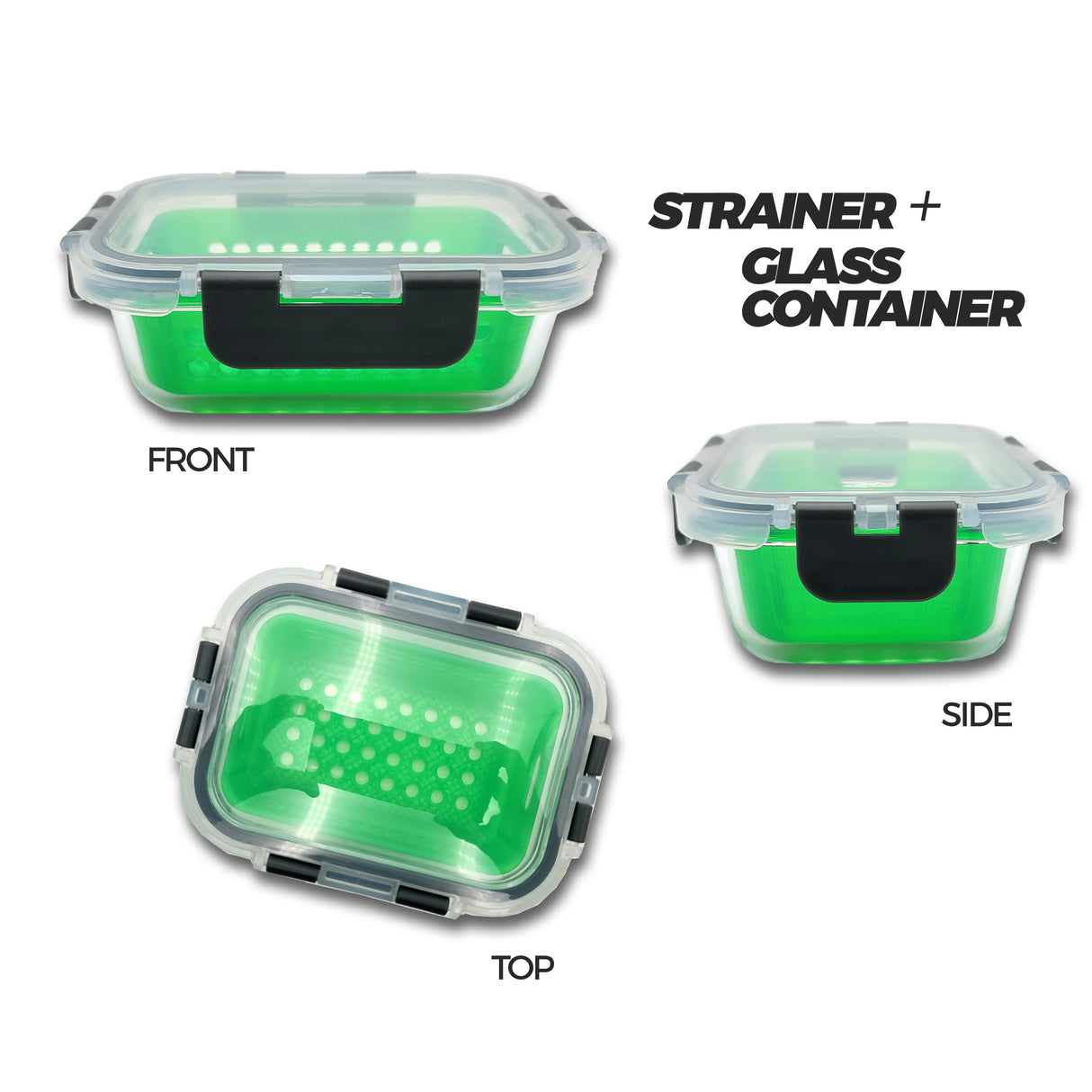 STRAINER RECTANGLE | Small Item Insert + Glass Container 12 oz. (3D PRINTED)